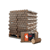 Heizfuxx Nestro XL Rot Hartholzbriketts – 960 kg Palette (96 × 10 kg Gebinde) – Hochverdichtete Holzbriketts für Kamin & Ofen