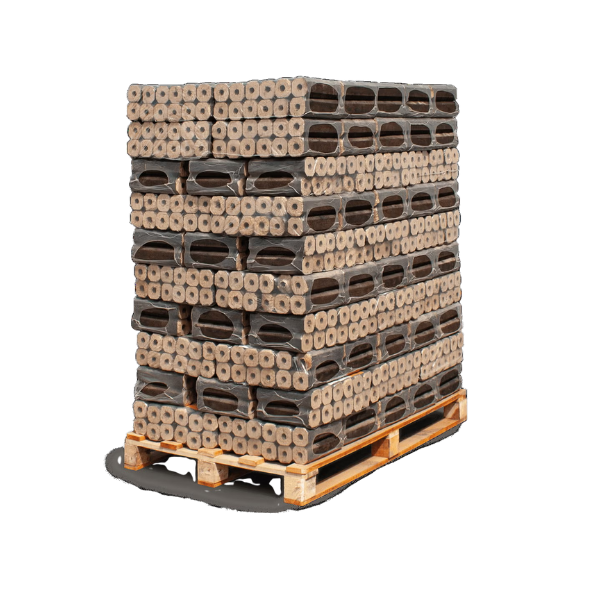 Heizfuxx PiniKay Octagon Hartholzbriketts – 960 kg Palette (96 × 10 kg) – Hochverdichtete Holzbriketts für Kamin & Ofen