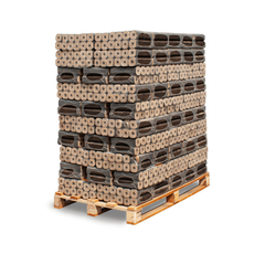 Heizfuxx PiniKay Quadro Hartholzbriketts – 960 kg Palette (96 × 10 kg) – Hochverdichtete Vierkant-Briketts für Kamin & Ofen